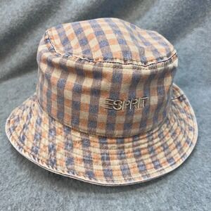 Esprit Gingham Check Unisex Multicolor Bucket Hat Embroidered Logo One Size